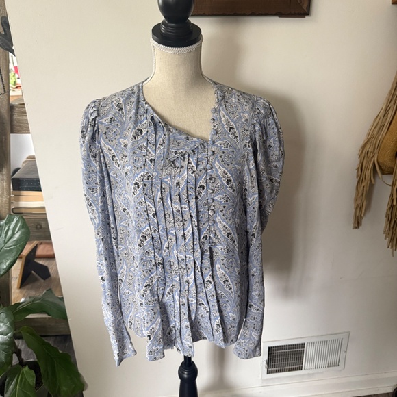 ISABEL MARANT Bayos Pleated Silk Crepe de Chine Blouse 40 / L - Picture 6 of 9